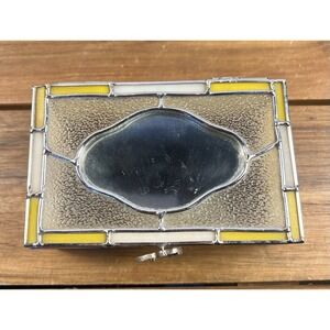Vintage Stained Glass Trinket Jewerly Box with Mirror "You Are Precious" Hinged
